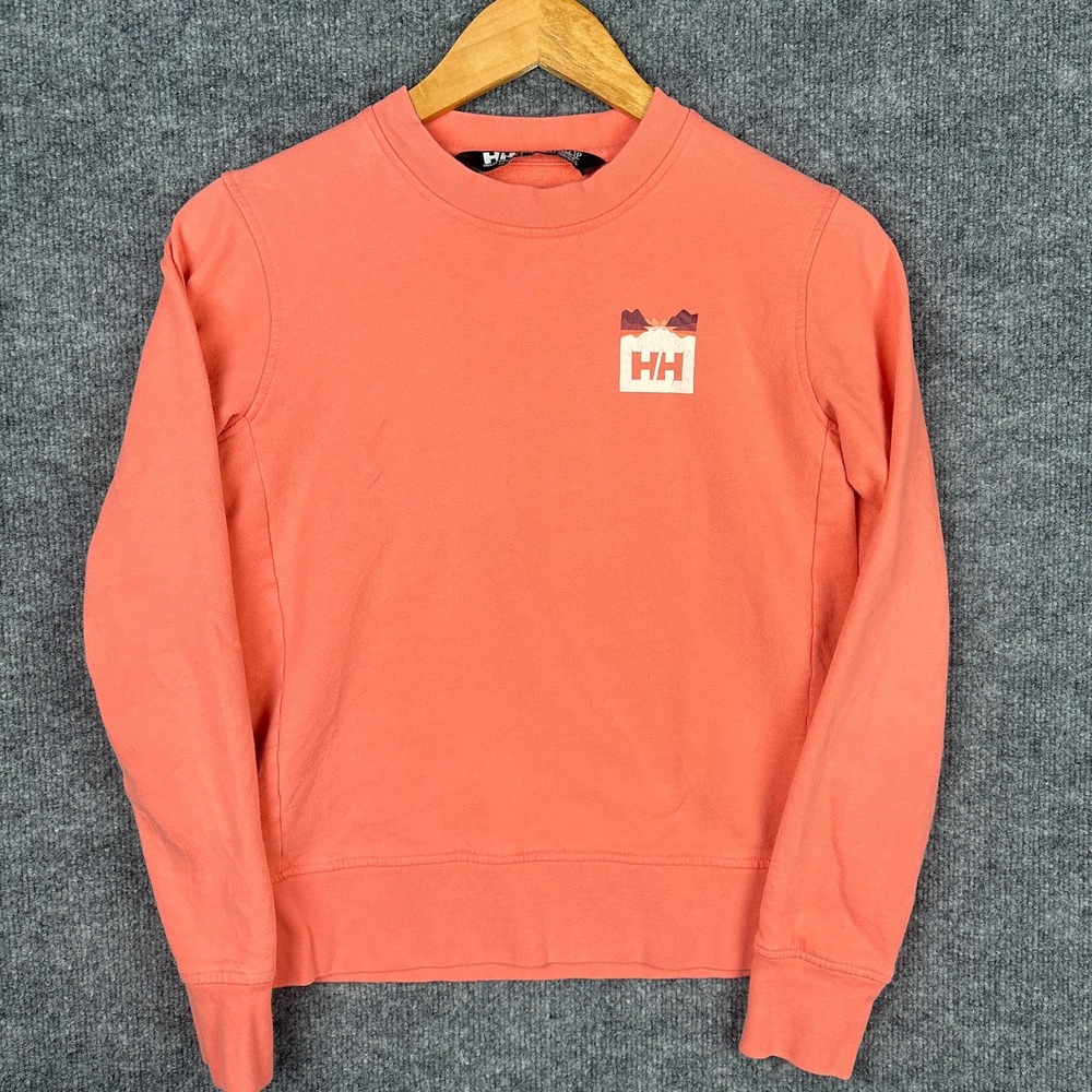 Helly‎ Hansen Nord Crewneck Sweatshirt XS Pastel Orange Graphic Fleece Pullover